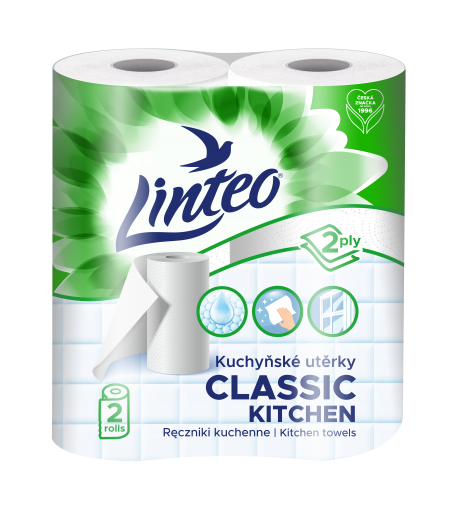 Linteo Classic kuchyňské utěrky, 2 role, 2vrstvé, 9,3 m